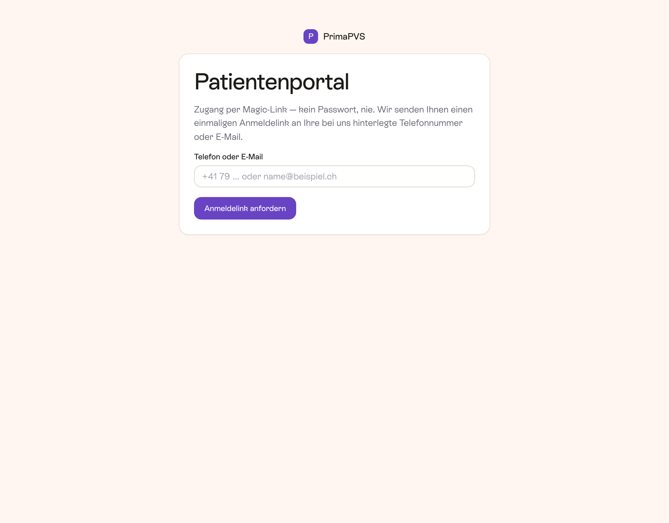 Patientenportal, passwortlos